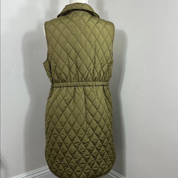 Marc New York Andrew Marc Quilted Olive Green Button Up Long Vest Medium - Picture 5 of 10